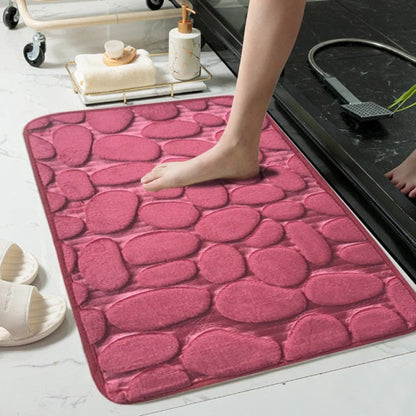 Non-slip Absorbent Pebble Mat With Memory Foam for Home | Washable Rug | Carpet Decor