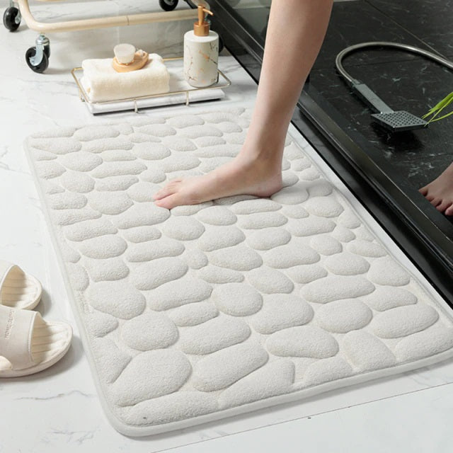 Non-slip Absorbent Pebble Mat With Memory Foam for Home | Washable Rug | Carpet Decor